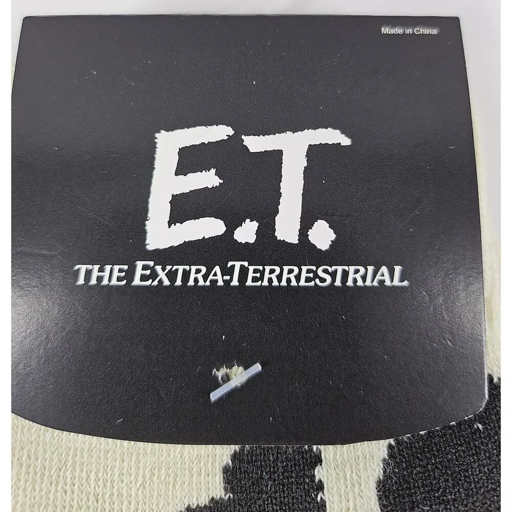 BIOWORLD MEN'S BLACK E.T. MOVIE CREW SOCKS GRAPHIC PRINT SIZE 8-12 NWT